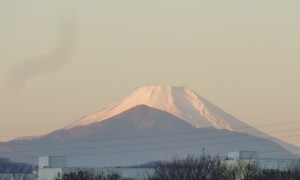 初日の出マラソン　平山橋より富士山を望む